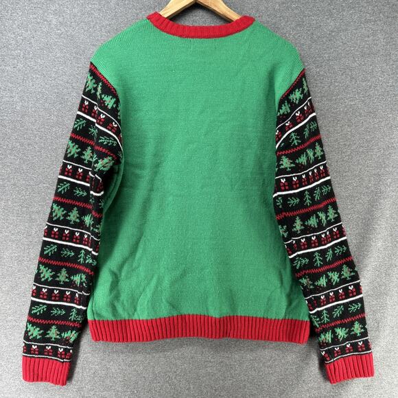 Blizzard Bay Christmas Sweater Cat Mugshot Size L Funny Ugly Xmas Tree Destroyer - Picture 3 of 10